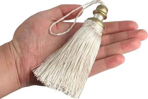 Vista 3 de 2 unidades de borla para llavero de 21 cm / 8 pulgadas con asas, borla artesanal hecha a mano, accesorios de bricolaje para decoración del hogar