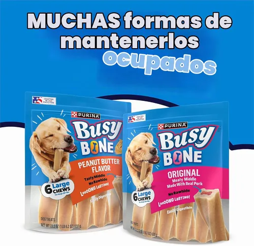 Vista 10 de Purina Busy Bone - Golosinas masticables para perros adultos, originales, bolsa de 10