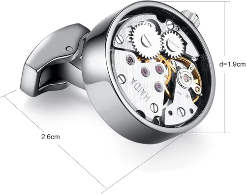 Vista 4 de HONEY BEAR Mens Shirt Cufflinks Working Watch Movement for Wedding Business Gift