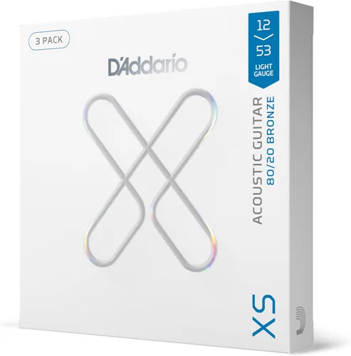 Vista 6 de D'Addario Cuerdas para guitarra acústica, XS 80/20 bronce con recubrimiento, XSABR1256, calibre ligero arriba/medio abajo 12-56, juego de 6 cuerdas