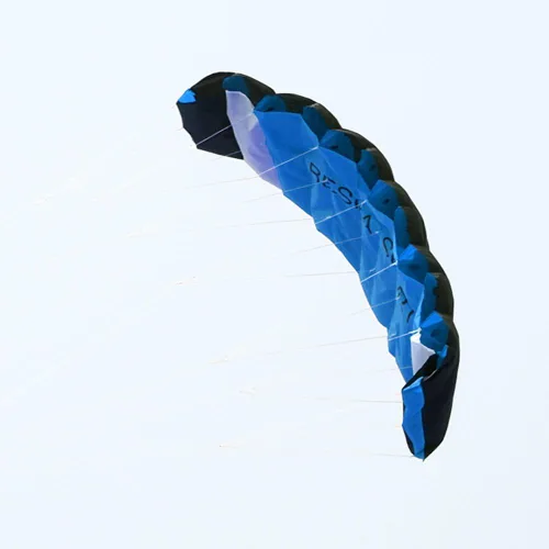 Vista 6 de Besra - Enorme cometa de 74 pulgadas de doble línea para acrobacias con paracaídas con herramientas de vuelo 1.9 m de potencia para kitesurf. Azul