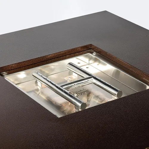 Vista 5 de Mesa para fogata de propano de 28 pulgadas, mesa de fuego de 50,000 BTU con tapa de acero, patas grandes, rocas de lava, pozo de fuego seguro
