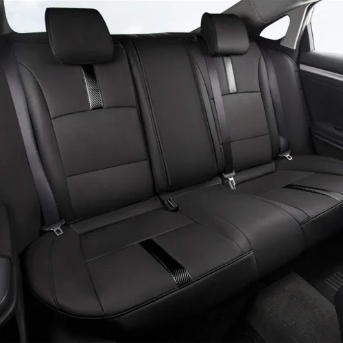 Vista 3 de Juego completo de fundas de asiento personalizadas para Prado 2004-2008 7 asientos cuero asiento cojín protector negro