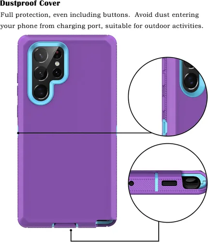 Vista 4 de Funda para Samsung Galaxy S22 Ultra de 6.8 pulgadas, triple capa de alta resistencia, protección contra caídas a prueba de golpes, funda protectora