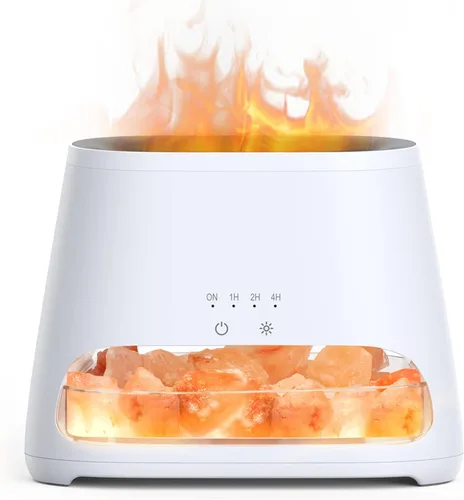 Vista 14 de SALKING Lámpara de sal del Himalaya 2 en 1 y difusor ultrasónico de aceite esencial, difusor de aromaterapia, humidificador de niebla fría, lámpara