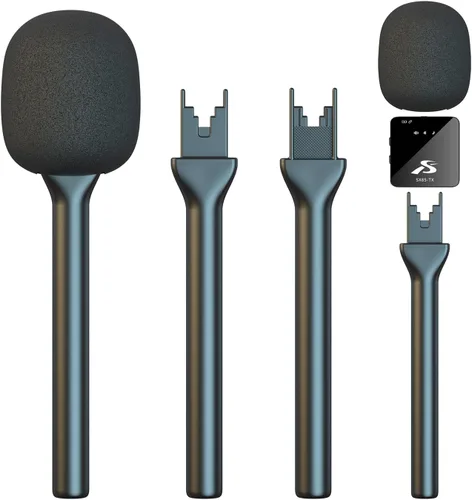 Vista 9 de Mango de micrófono para DJI RODE Soporte de mano para micrófono inalámbrico GO, soporte de micrófono de entrevista para todos los micrófonos