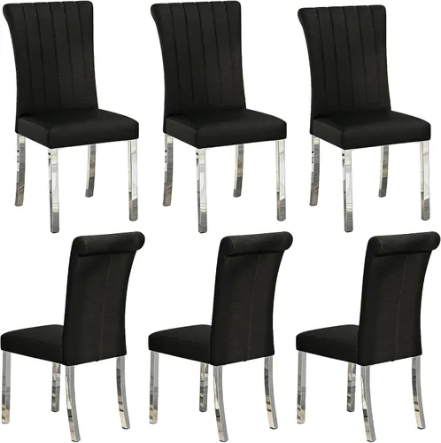 Vista 47 de Asday Upholstered Dining Chairs Set of 2, High Back Fabric Chairs, Beige Linen Fabric, High Back, Black Metal Legs