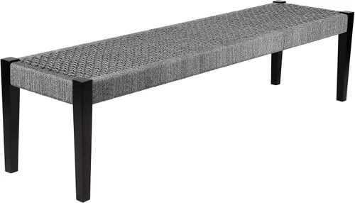 Vista 10 de Armen Living Camino - Banco de comedor para interiores y exteriores en madera de eucalipto y cuerda de carbón Carbón vegetal