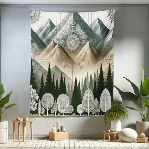 Vista 99 de Ambesonne Tapiz bohemio, diseño floral de bruja, luna y mariposa con adornos de mandala, decoración de tela para colgar en la pared para dormitorio