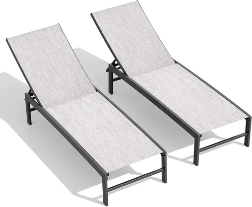 Vista 8 de Chaise Lounge Outdoor Pool Lounge Juego de 2 sillas de bronceado (beige)