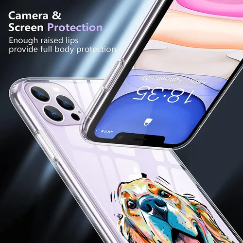 Vista 3 de Compatible con iPhone 14 Pro Max, funda para teléfono con diseño de acuarela de perro Golden Retriever, funda de TPU suave a prueba de golpes