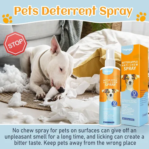 Vista 3 de Spray sin masticar para perros, spray de manzana amarga para perros a masticar lejos, ayuda para el comportamiento de entrenamiento de gatos