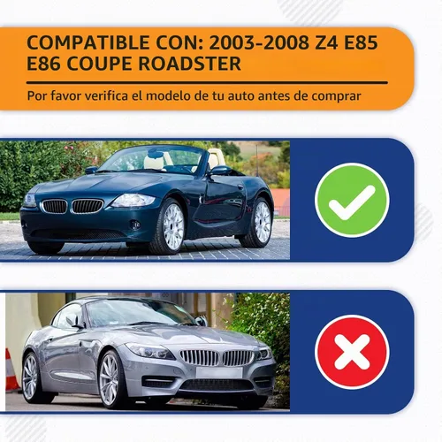 Vista 5 de PENSUN Parrilla de riñón delantera para BMW Z4 2003-2008 parachoques delantero E85 E86 Coupe Roadster cromado, 2 piezas