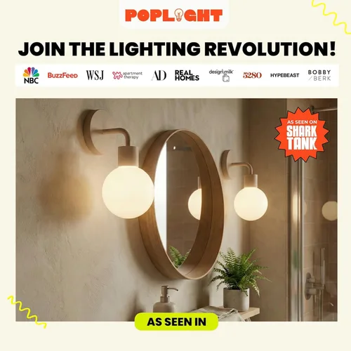 Vista 7 de Poplight Aplique de pared inalámbrico (Shark Tank) Recargable y regulable, lámpara LED con control de aplicación e instalación sin daños, Diseño