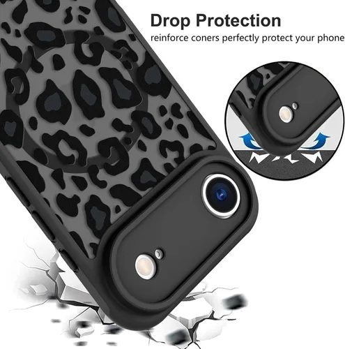 Vista 90 de KANGHAR - Funda compatible con iPhone 11, diseño de leopardo negro, textura de neumático antideslizante, a prueba de golpes, funda protectora