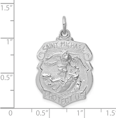 Vista 4 de Medalla de plata de ley 925 maciza con diseño católico de San Miguel de 1.299 x 0.866in