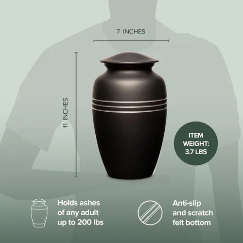 Vista 5 de Eternal Harmony Urna grande para cenizas, jarrón de cremación masculino y femenino para cenizas humanas, sello seguro y bolsa de terciopelo, jarrón