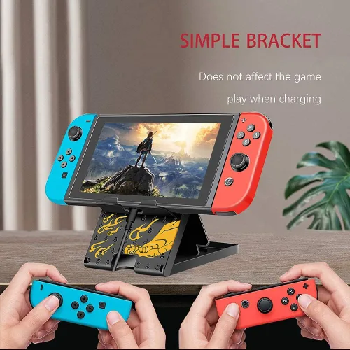 Vista 2 de Soporte para Nintendo Switch, Steam Deck, Switch OLED, Switch Lite, soporte ajustable en ángulo de juego lindo, soporte antideslizante plegable