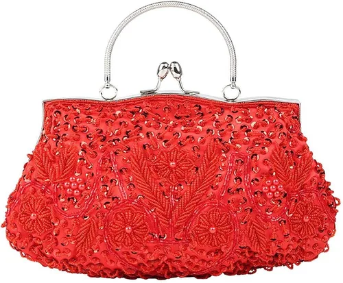 Vista 6 de Bolso de noche para mujer estilo retro con cuentas Gris USXELYS78867