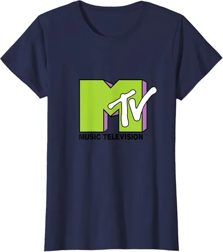Vista 31 de Camiseta de tratamiento de relleno con logotipo MTV verde lima y morado, Negro, S Azul Marino