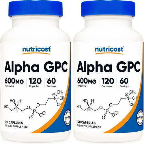 Vista 6 de Nutricost Alpha GPC 600 mg, 60 cápsulas vegetarianas - Sin OMG y sin gluten, 300 mg por cápsula