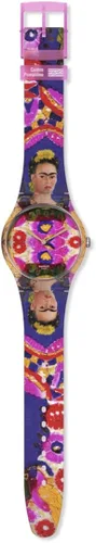 Vista 2 de Swatch Reloj de cuarzo de Frida Kahlo para hombre, Rosado