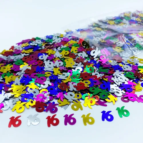 Vista 10 de 40 confeti número 40 aniversario recuerdo de fiesta para decoración de mesa o bricolaje (dorado, plateado, negro, 1.5 onzas, 1500 piezas)