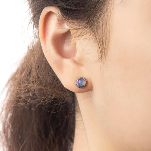 Vista 46 de Aretes de plata de ley con piedra natal de cristal real, joyería para mujer, moda occidental 925, envejecida, bohemia, hecha a mano, el mejor regalo
