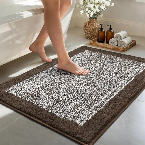 Vista 74 de Alfombras de baño de 17 x 24 pulgadas, antideslizantes, lavables, color gris, para bañera, tapete de baño para baño, tapete suave y absorbente