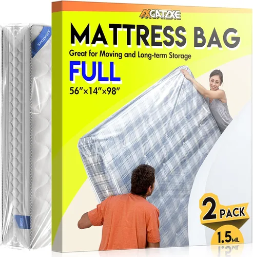 Vista 15 de 2 bolsas de colchón de plástico para almacenamiento en movimiento, funda de colchón impermeable, protector de colchón para suministros de mudanza
