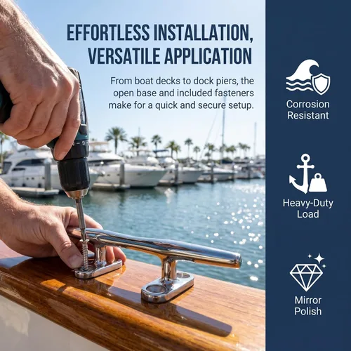 Vista 5 de MIZUGIWA Boat Cleats 316 Stainless Steel,4 inch 5 inch 6 inch 8 inch Marine Dock Cleat Open Base with Fasteners for Boat