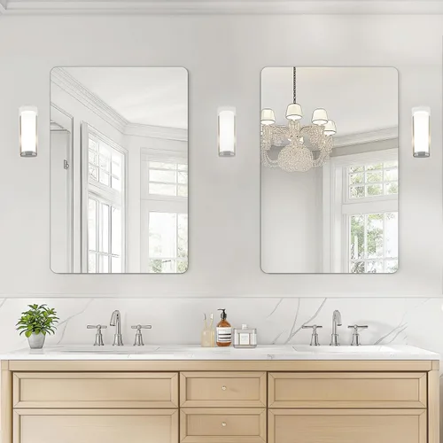 Vista 24 de USHOWER Espejo de baño negro para sobre el fregadero, 22 x 30 pulgadas, espejo rectangular negro mate para pared, espejo de tocador con marco