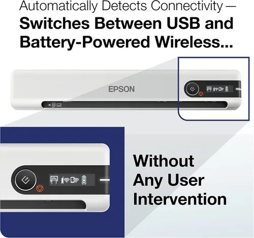Vista 4 de Epson DS-80W Escáner portátil inalámbrico de documentos alimentado con hojas para PC y Mac