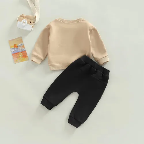 Vista 3 de Ehfomius Toddler Baby Boy Fall Winter Clothes Mama's Boy Long Sleeve Pullover Sweatshirt and Jogger Pants 2Pcs Set