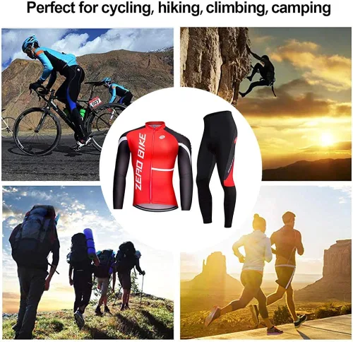 Vista 6 de Mens Soft Long Sleeve Breathable Bicycle Cycling Jersey Polyester Clothing Outdoor Sports Fall Autumn