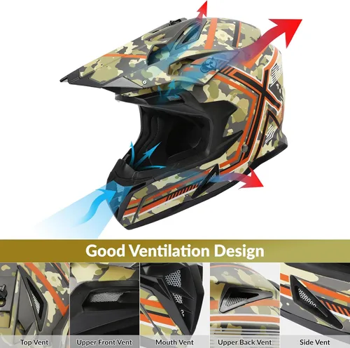 Vista 3 de TCMT Casco de motocicleta unisex para adultos, de cara completa, todoterreno, motocross, ATV, bicicleta de montaña, MX casco aprobado por DOT