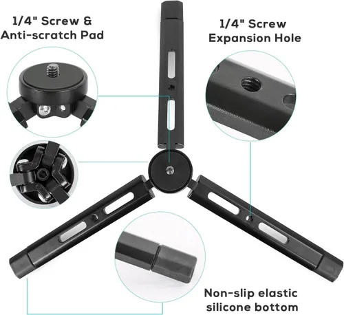 Vista 2 de Mini trípode de aluminio, trípode de mesa de escritorio para Zhiyun Smooth Q/4, Crane Plus/2, Weebill s, Ronin S/SC/RS2/RSC2, Osmo Mobile