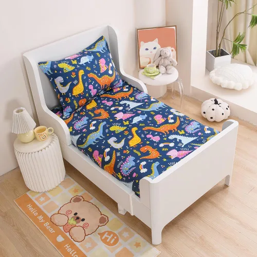 Vista 14 de Juego de 2 sábanas bajeras y fundas de almohada suaves para cama con bonitos patrones de cachorros, sábanas estampadas con patrón de perritos para 2