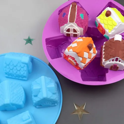 Vista 9 de Joyeee 1 molde de silicona, 6 cavidades antiadherente, acogedor molde para hornear, mini moldes de Navidad para tartas de casa para brownies 1 molde