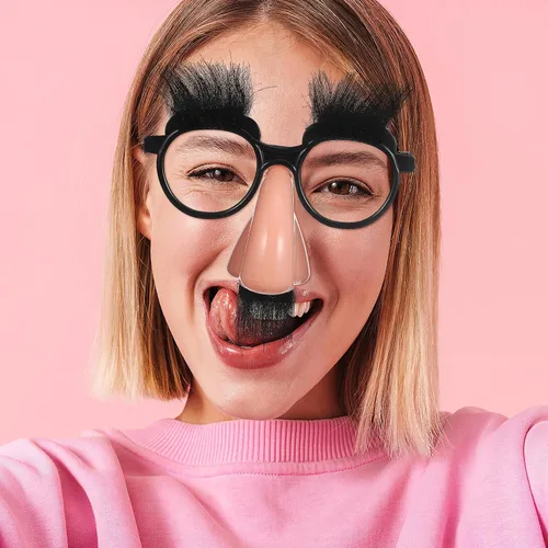 Vista 8 de Gafas de disfraz con divertidas cejas de nariz, nariz y anteojos, disfraz clásico, bigote, recuerdos de fiesta para disfraz de Halloween, fiestas
