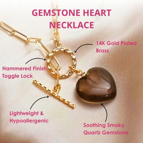 Vista 3 de Gempires Collar de corazón de gemas con cierre frontal para mujer con cadena de clip dorado, joyería con cierre de palanca para mujer, regalo