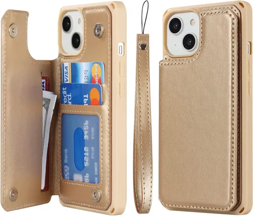 Vista 23 de Cavor para iPhone 14 Plus Funda tipo cartera con tarjetero, Funda tipo cartera para iPhone 14 Plus para mujeres, Doble cierre magnético a prueba