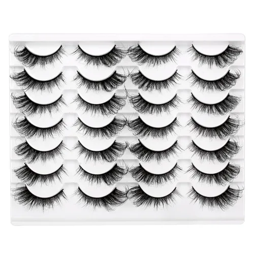 Vista 32 de Pooplunch - Pestañas postizas estilo ojo de gato, extensión de volumen 8D natural, finas, cortas, de visón sintético, tiras de pestañas postizas