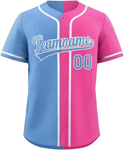 Vista 21 de Camiseta de béisbol dividida personalizada con botones y número de nombre cosido personalizado para hombres/mujeres/niños