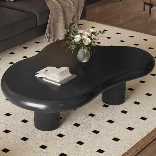 Vista 10 de Cloud Mesa auxiliar con 4 patas, mesa auxiliar blanca de 35.43 pulgadas, mesas de centro modernas con mesa gruesa para sala de estar, mesas