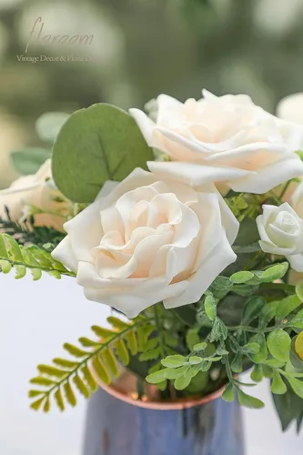 Vista 4 de Floroom Flores artificiales, 16 rosas falsas de avalancha de espuma de aspecto real de 3.5 pulgadas con tallos para ramos de boda, centros de mesa
