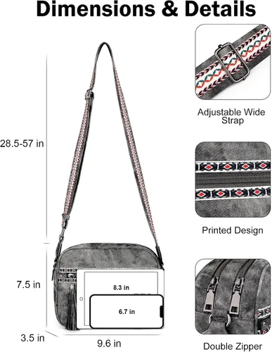 Vista 6 de FADEON Bolsos cruzados para mujer y bolso mochila colección gris
