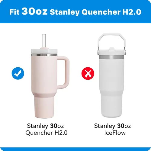 Vista 5 de Tapa de repuesto para vaso Stanley Quencher H2.0 y ProTour de 30 onzas 30 oz Reusable Dustproof Tumblers Cover, BPA Free, Dishwasher Safe, Straw