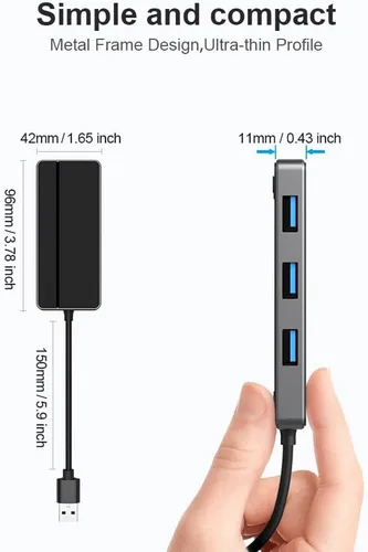 Vista 7 de Orlian Hub adaptador USB 3.0 5 en 1, con 3 puertos USB 3.0, lector de tarjetas SD y microSD, adaptador USB A a USB C, para MacBook Pro, iMac, XPS