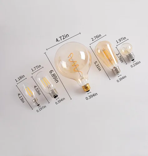 Vista 2 de OMED Bombilla Edison LED vintage G125/G40 E26, globo de gran tamaño, regulable, de vidrio ámbar, 2200 K, blanco cálido, bombilla redonda antigua